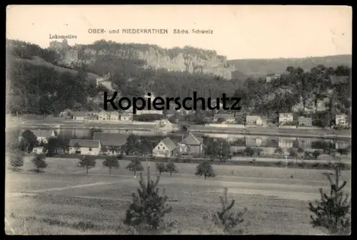 ALTE POSTKARTE OBERRATHEN NIEDRRATHEN RATHEN SÄCHSISCHE SCHWEIZ LOKOMOTIVE Ansichtskarte postcard cpa