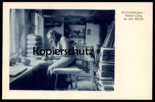 ALTE POSTKARTE ANTON LANG AN DER ARBEIT OBERAMMERGAU PASSIONSTHEATER OBERAMMERGAUER PASSIONSSPIELE THEATER