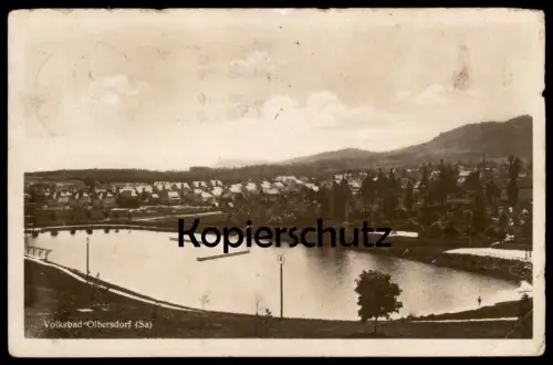 ALTE POSTKARTE VOLKSBAD OLBERSDORF BEI ZITTAU 1941 SCHWIMMBAD BAD FREIBAD