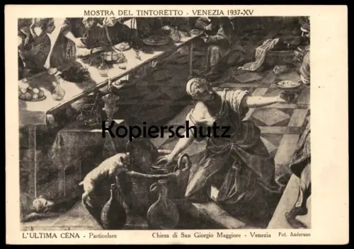 ALTE POSTKARTE VENEZIA 1937 MOSTRA DEL TINTORETTO L´ULTIMA CENA PARTICOLARE