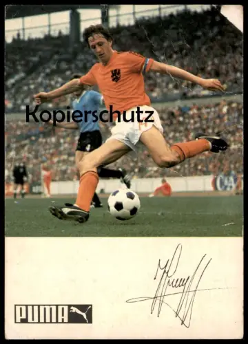 ÄLTERE POSTKARTE JOHAN CRUIJFF AUTOGRAMM-KARTE FUSSBALL VOETBALL BARCELONA PUMA Ansichtskarte
