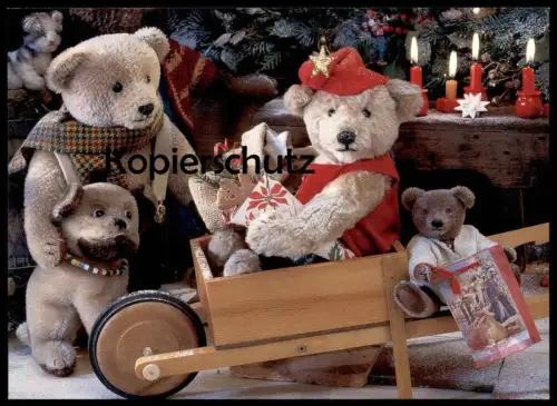 ÄLTERE POSTKARTE TEDDYBÄR WEIHNACHTEN ADVENT ADVENTSKRANZ Teddy Bären Bär bear ours Hund dog chien chistmas postcard AK