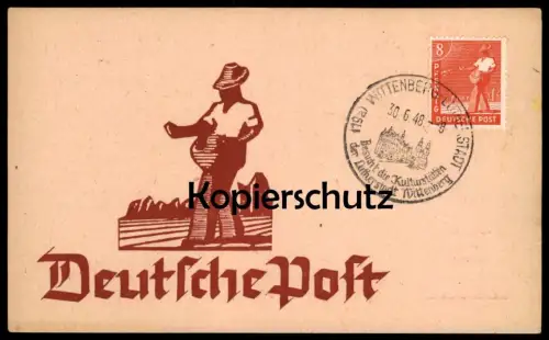 ALTE POSTKARTE DEUTSCHE POST 1948 NACH MAXIMUM BIELEFELD SONDERSTEMPEL BRIEFMARKE 8 PFENNIG MARKE WIEDERAUFBAU