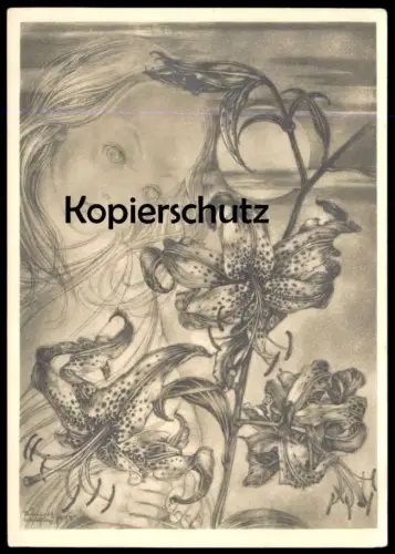 ALTE POSTKARTE KÖNIGSLILIE KIND SULAMITH WÜLFING TIGER-LILIE TIGER-LILY Mädchen girl Botanik Plfanze Blume flower AK cpa