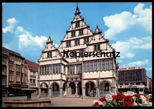 ÄLTERE POSTKARTE PADERBORN DAS SCHÖNE RENAISSANCE-RATHAUS VOLKSBANK cpa postard AK Ansichtskarte