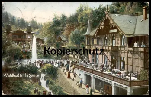 ALTE POSTKARTE WALDLUST IN HAGEN IN WESTFALEN BES. HUGO BRACKELSBERG AK cpa postcard Ansichtskarte