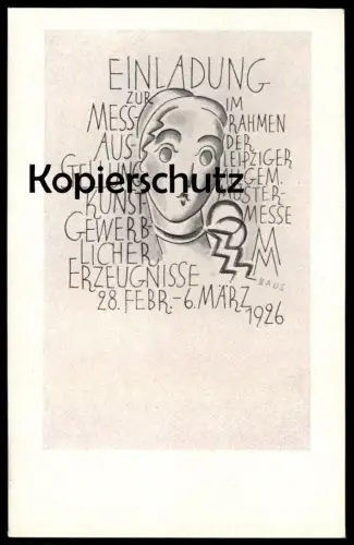 ALTE POSTKARTE LEIPZIG MESSE 1926 KUNSTGEWERBLICHE ERZEUGNISSE IM RAHMEN DER MUSTERMESSE SIGN. BAUS exhibition