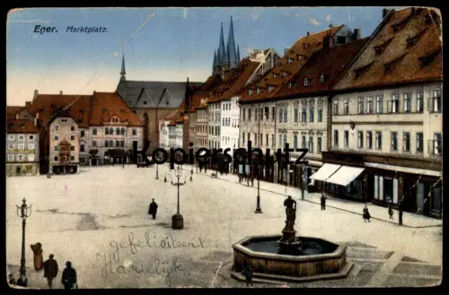 ALTE POSTKARTE EGGENBURG HAUPTPLATZ CAFÉ JOSEF KUNZ FRANZ GAMERITH HÄNDLER Markt Marché Market Niederösterreich Austria