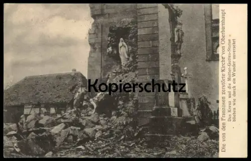 ALTE POSTKARTE OBERBURNHAUPT DIE VON FRANZOSEN ZERSTÖRTE KIRCHE 1915 BURNHAUPT-LE-HAUT guere cpa postcard Ansichtskarte