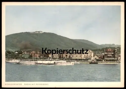 ALTE POSTKARTE KÖNIGSWINTER AM RHEIN MIT PETERSBERG SCHIFF FOTO HANS HARTZ ship Rhine Rhin Rijn Ansichtskarte postcard
