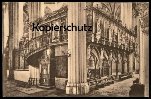 ALTE POSTKARTE LÜBECK LETTNER IN DER MARIENKIRCHE Kirche church église cpa postcard AK Ansichtskarte