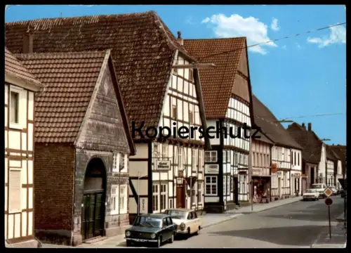 ÄLTERE POSTKARTE GESEKE IN WESTFALEN ALTER HELLWEG MIT HEIMATMUSEUM KREIS SOEST DAIMLER BENZ postcard cpa Ansichtskarte