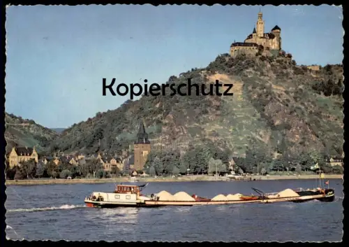 ÄLTERE POSTKARTE MARKSBURG BRAUBACH AM RHEIN SCHIFF Frachtschiff Cargo Ship Bateau Freight cpa postcard