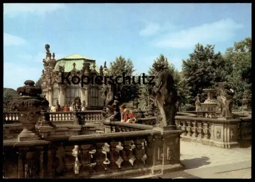 ÄLTERE POSTKARTE DRESDEN ZWINGER TERRASSE ZWINGERTERRASSE MIT WALLPAVILLON Terrasse cpa postcard AK Ansichtskarte