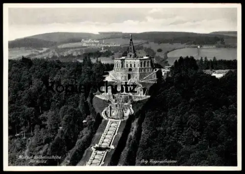 ALTE POSTKARTE KASSEL WILHELMSHÖHE PREUSSISCHES BEAMTEN-ERHOLUNGSHEIM HERKULES FLIEGERAUFNAHME Denkmal monument Cassel
