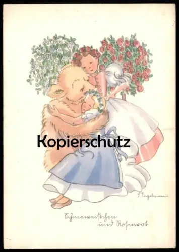 ALTE POSTKARTE MÄRCHEN SCHNEEWEISSCHEN UND ROSENROT BÄR SUSANNE ENGELMANN ours bear fairy tale Ansichtskarte postcard