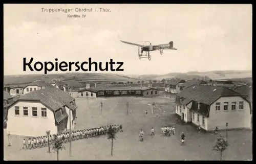 ALTE POSTKARTE TRUPPENLAGER KANTINE IV OHRDRUF FLUGZEUG TAUBE ? Plane Airplane Avion aircraft aeroplane camp postcard AK