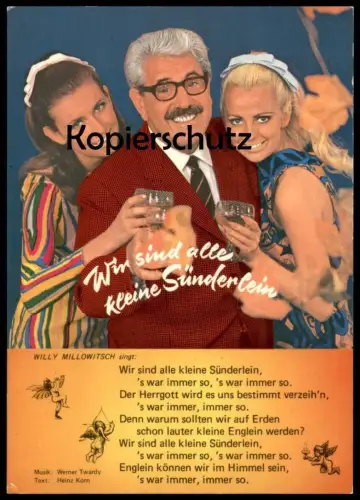 ÄLTERE POSTKARTE WIR SIND ALLE KLEINE SÜNDERLEIN WILLY MILLOWITSCH Amor cupid cupidon Song Sänger Ansichtskarte postcard