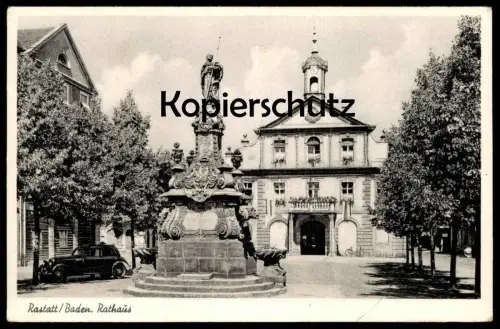 ALTE POSTKARTE RASTATT BADEN RATHAUS oldtimer altes Auto old car Ansichtskarte cpa AK postcard