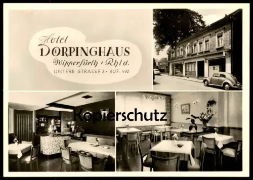 ALTE POSTKARTE HOTEL DOERPINGHAUS WIPPERFÜRTH RHEINLAND VW KÄFER Ansichtskarte cpa AK postcard