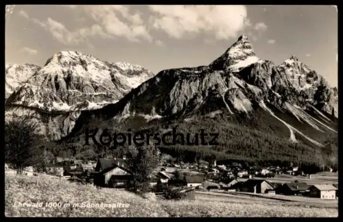 ÄLTERE POSTKARTE EHRWALD 1000 M MIT SONNENSPITZE WIESE BLUMENWIESE postcard Ansichtskarte AK cpa