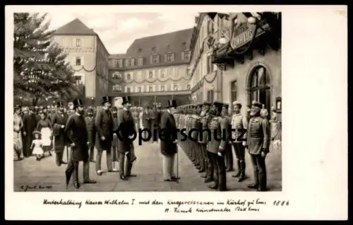 ALTE POSTKARTE UNTERHALTUNG KAISER WILHELM I. IM KAISERHOF BAD EMS H. JANIK Ansichtskarte cpa postcard AK