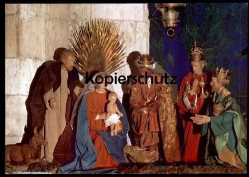 ÄLTERE POSTKARTE KRIPPE WEIHNACHTEN HOLZKRIPPE KÖLN ST. APOSTELN crib couvent Krippenfiguren Maria Josef Esel postcard