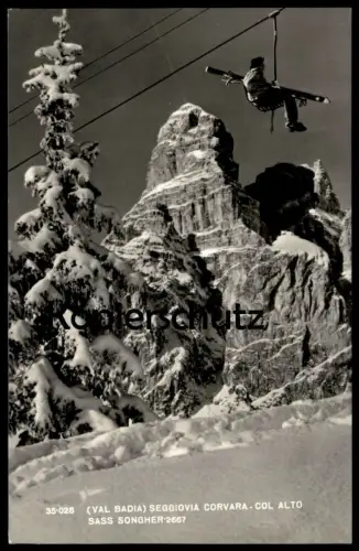 ALTE POSTKARTE SEGGIOVIA CORVARA COL ALTO VAL BADIA SASS SONGHER Sessellift chairlift télésiège Bozen Bolzano Alto Adige