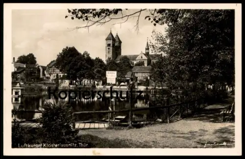 ALTE POSTKARTE KLOSTERLAUSNITZ GONDELSTATION TEICH SCHILD SCHWÄNE BELÄSTIGEN VERBOTEN Zieschank postcard Ansichtskarte