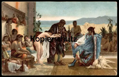 ALTE KÜNSTLER POSTKARTE SKLAVENHÄNDLER VICOTR GIRAUD THE SLAVE-DEALER MARCHAND D'ESCALVES PARIS Ansichtskarte AK cpa