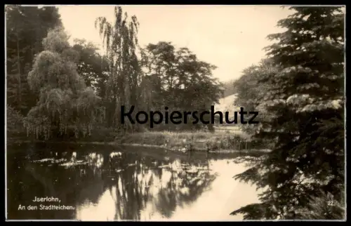 ALTE POSTKARTE ISERLOHN AN DEN STADTTEICHEN 1936 Weide Stadtteich Teich Ansichtskarte postcard cpa AK