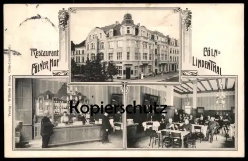 ALTE POSTKARTE RESTAURANT CÖLNER HOF LINDENTHAL THEKE GASTRAUM CÖLN KÖLN Rheinland Ansichtskarte AK cpa postcard