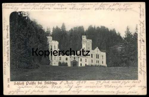 ALTE PASSEPARTOUT POSTKARTE SCHLOSS PALFFY BEI STÜBING Kleinstübing Deutschfeistritz Steiermark Austria cpa AK postcard