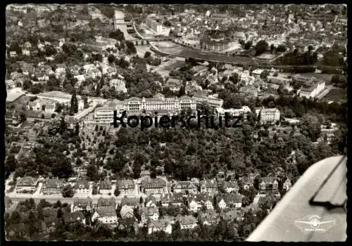 ALTE POSTKARTE SAARBRÜCKEN LUFTAUFNAHME TRAGFLÄCHE LUFTBILD SAAR Fliegeraufnahme postcard AK Ansichtskarte cpa