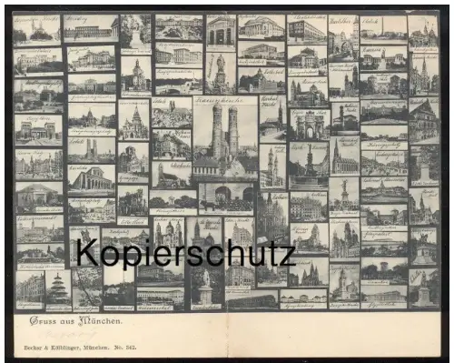 ALTE DOPPEL MIKROSKOP POSTKARTE GRUSS AUS MÜNCHEN SYNAGOGE UNIVERSITÄT KARLSTHOR OBELISK Ansichtskarte AK cpa postcard