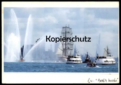 ÄLTERE GANZSACHE POSTKARTE DEUTSCHE BUNDESPOST BERLIN MIT AUFGEKLEBTEN AUSSCHNITT HAMBURG SEGELSCHIFF Schiff ship