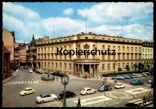 ÄLTERE POSTKARTE WIESBADEN HESSISCHER LANDTAG VW KÄFER VOLKSWAGEN BORGWARD AUTO car Ansichtskarte cpa postcard AK