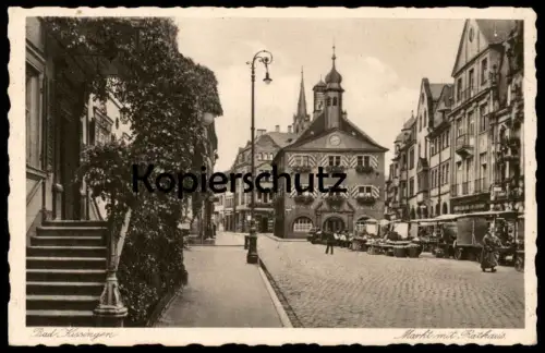 ALTE POSTKARTE BAD KISSINGEN MARKT MIT RATHAUS Städtische Sparkasse marché market AK Ansichtskarte cpa postcard
