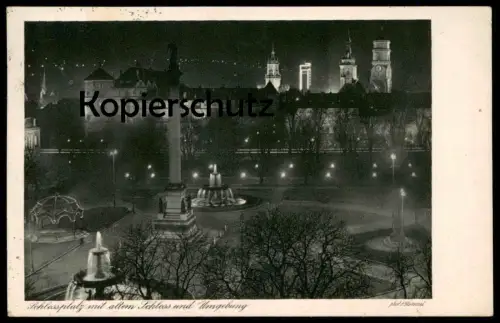ALTE POSTKARTE STUTTGART IM LICHTERGLANZ 1930 SCHLOSSPLATZ MIT ALTEM SCHLOSS & UMGEBUNG Castle Chateau phot. Paul Ho