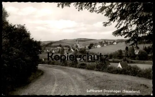 ÄLTERE POSTKARTE LUFTKURORT DROLSHAGEN WEG PANORAMA SAUERLAND Ansichtskarte AK cpa postcard