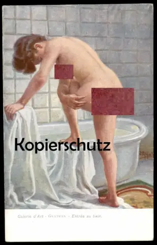 ALTE KÜNSTLER POSTKARTE GYATRAN ENTRÉE AU BAIN woman Frau femme seins nus nude breast woman nudity cpa postcard AK