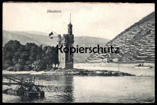 ALTE POSTKARTE MÄUSETURM BEI BINGEN Rhein Rhin Rhine Lo Tour des souris The mice-tower cpa postcard AK Ansichtskarte