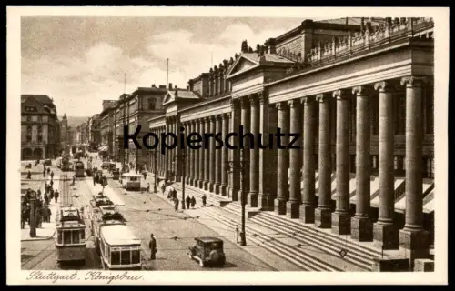 ALTE POSTKARTE STUTTGART KÖNIGSBAU VERKEHR Strassenbahn Tram tramway Kupfertiefdruck cpa postcard AK Ansichtskarte