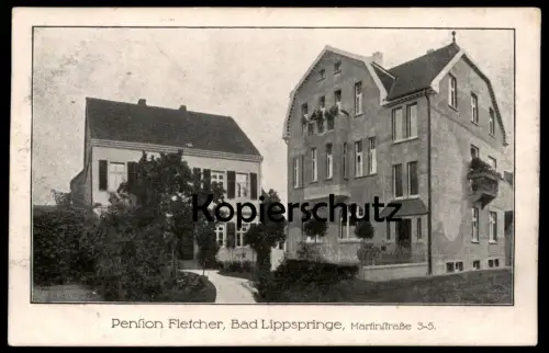 ALTE POSTKARTE BAD LIPPSPRINGE PENSION FLETCHER MARTINSTRASSE 3 - 5 Ansichtskarte AK cpa postcard