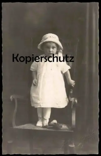 ALTE FOTO POSTKARTE KIND MIT BÄR ATELIER GIEGERICH NIEDER-INGELHEIM child enfant girl Teddybär ours bear Teddy photo cpa