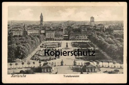 ALTE POSTKARTE KARLSRUHE TOTALANSICHT PANORAMA Gesamtansicht Total Ansichtskarte AK cpa postcard