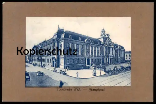 ALTE PASSEPARTOUT POSTKARTE KARLSRUHE IN BADEN HAUPTPOST 1910 Post cpa AK postcard Ansichtskarte