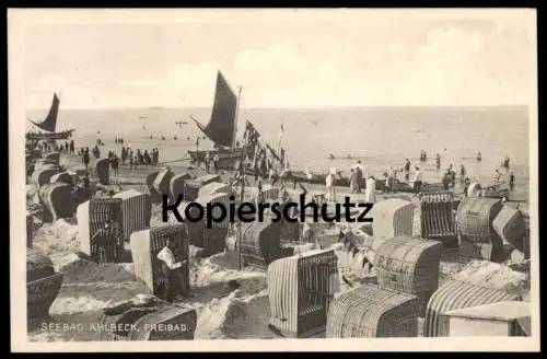 ALTE POSTKARTE SEEBAD AHLBECK FREIBAD 1930 Heringsdorf Usedom Bad Strand bath AK Ansichtskarte cpa postcard