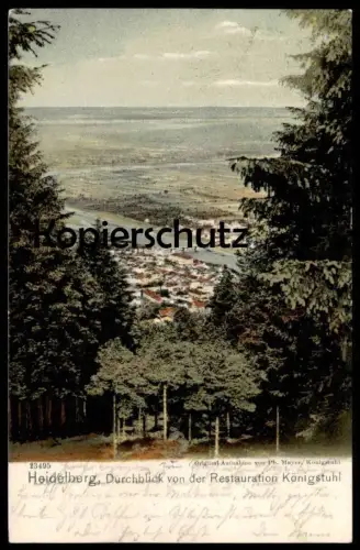 ALTE POSTKARTE HEIDELBERG 1904 DURCHBLICK VON DER RESTAURATION KÖNIGSTUHL Ansichtskarte postcard cpa AK
