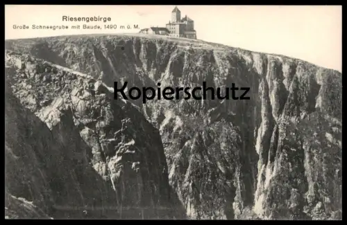 ALTE POSTKARTE RIESENGEBIRGE GROSSE SCHNEEGRUBE MIT BAUDE 1490 M Ü. M. Krummhübel Schlesien Schronisko Karpacz cpa AK